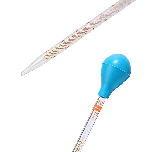 10ML Glass Graduated Droppers Pipettes Dropping Pipettes Fluid And Liquid Pipettors with Big Rubber Caps 4 Pcs - Thumbnail 3