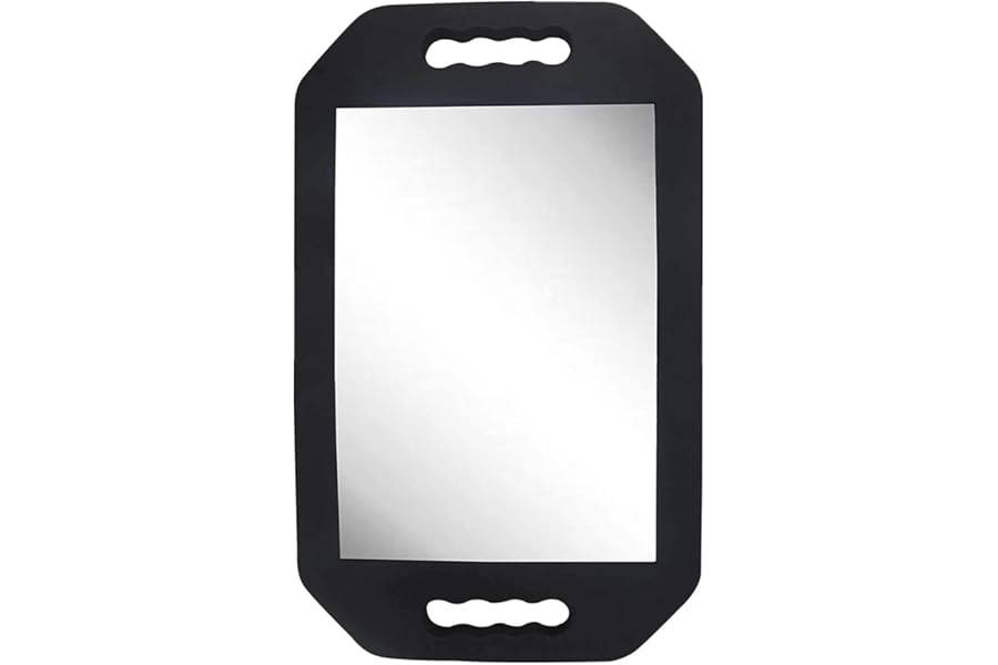 HREW Handle Mirror Large Rectangular Hand Held Mirror with Double Handle – Lightweight Hair Salon Equipment Hairstylist and Barber Accessories (1Pcs Rectangle)