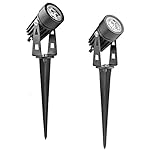 PRODELI Landscape LED Spotlights Fixture Outdoor Garden Lawn Patio Yard Pond Flood Pathway Lighting Waterproof Decorative Spot Lights AC85-265V Warm White - Pack of 2