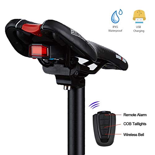 G Keni Bike Tail Light Rechargeable, Anti-Theft Alarm, Warning Electric Horn, Bike Finder with Remote, Electric Mountain Bike Accessories