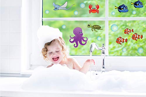 treepenguin Ocean Wall Decals for Kids Rooms – Under The Sea Fish Wall Decor - Bathroom Wall Stickers - Bedroom Bathtub Shower Sea Animal Decorations