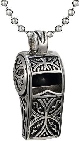 Fashion Silver Stainless Big Heavy Whistle Steel Pendant Necklace
