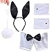 IETANG Bunny Black White Ears Collar Bowtie Cuffs Tail Costume Set For Adults Funny Party
