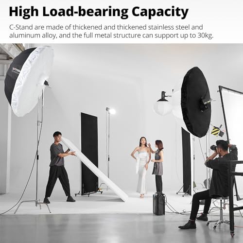 AMBITFUL Stainless Steel Heavy Duty C Stand, 150-320cm, Adjustable with Wheels for Reflectors, Softbox, Monolight, Heavy Duty Arm (AMBITFUL C-STAND KIT + BAG + WHEELS)