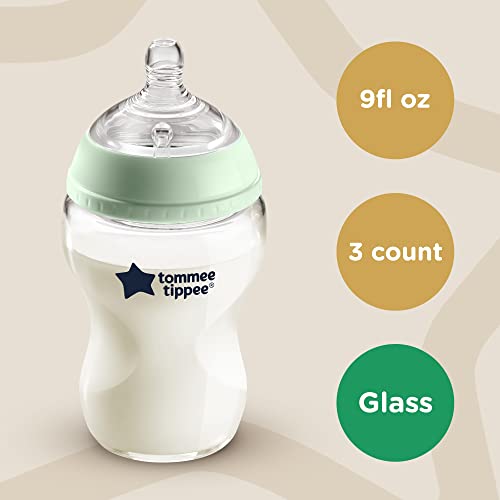 Tommee Tippee Closer to Nature 3 in 1 Convertible Glass Baby Bottles, AntiColic Valve 9Ounce