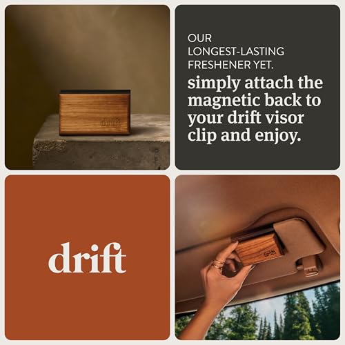 Drift Car Air Freshener - The Original Wood Air Freshener - Car Odor Eliminator - Long Lasting Scent - Auto Accessories - Metal Clip - Essential Oils - Clean Ingredients - Amber Scent Starter Kit