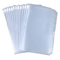 Antner 12pcs Binder Pockets A6 Size 6 Holes Binder Zipper Folders for 6-Ring Notebook Binder Loose Leaf Bags, Waterproof PVC Pouch Document Filing Bags