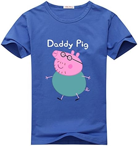 Daddy Pig Logo Men's Custom Vintage Retro Crew Neck T Shirt X-Large Blue