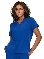 floralhue Scrub Tops for Women, Curved V-Neck Scrub