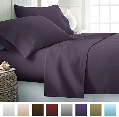 Beckham Hotel Collection Luxury Soft Brushed 1700 Series Microfiber Sheet Set - Hypoallergenic - King - Purple