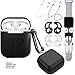 Airpods Case, Airpods Accessories Set, 9 in 1 Protective Silicone Cover and Skin Compatible Apple Airpods with Anti-Lost Airpods Strap, Airpods Watch Band Holder, Airpods Ear Hook (Black)