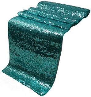 Elina Home 13" x 108" Glitter Sequin Table Runner,Wedding Banquet Kitchen Decoration(Pack of 1,Turquoise)