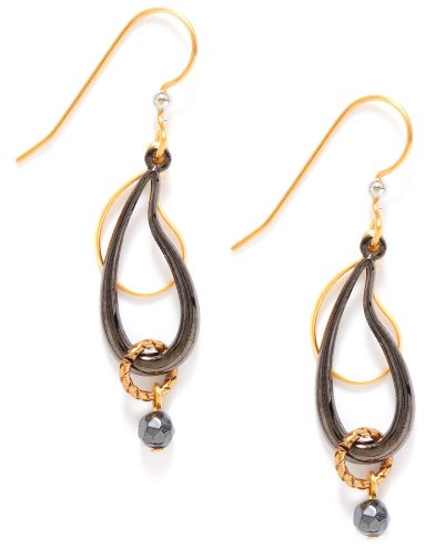 Silver Forest Surgical Steel Black Paisley Drop Earrings NE-0719