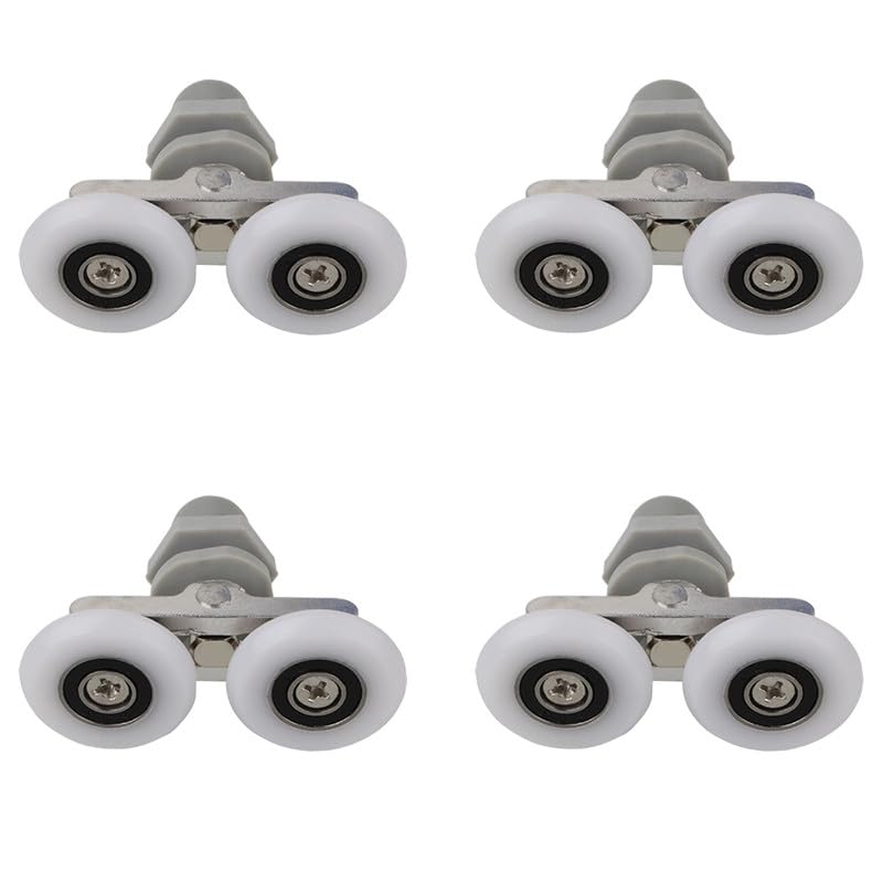4Pcs Curved Shower Door Rollers,Bathroom Rollers,27mm Door Roller Replacement Part,Shower Glass Door Rollers,Double Sliding Roller