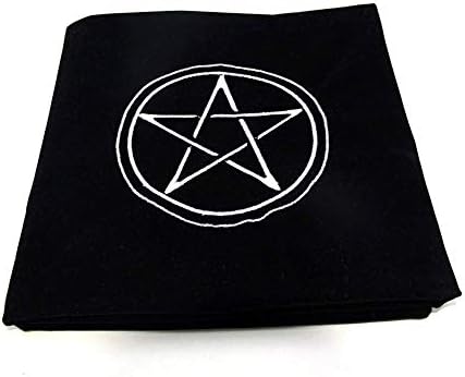 FairyCos Altar Tarot Card Table Cloth Altar Tarot Pouch Divination Wicca Velvet Tapestry (Black Tarot Cloth)