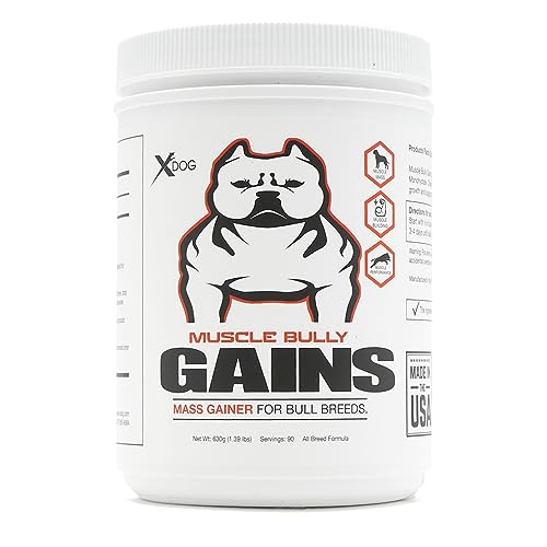 Muscle Bully Gains Mass Weight Gainer for Dogs, Whey Protein, Flax