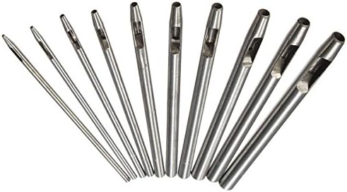 AEXU Dedicated Hollow Punch Set 10pcs Steel Punch Set 0.5-5mm Leather Hole Craft Tool Leather Craft Stamp Punch