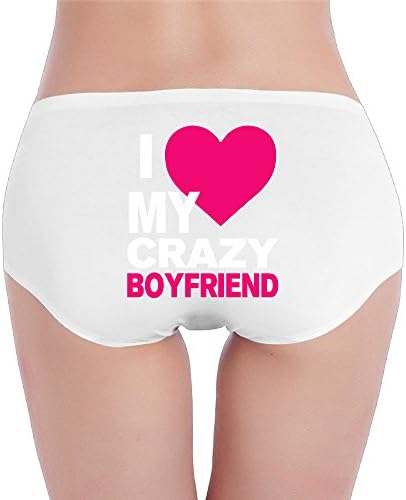ROSEL Women's Low-Waist Hipsters Boyshorts I Love My CRAZY BOYfriend White M