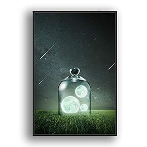 Framed Canvas Wall Art for Living Room, Bedroom Moon with Bright Canvas Prints for Modern Home Decoration Ready to Hang - 16"x24" inches