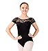 Adult Short Sleeve Lace Leotard,N8774BLKM,Black,Medium