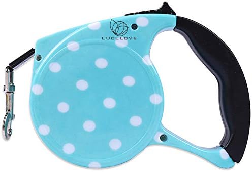 Retractable Dog Lead,BeautyPO Pet Lead Leash 5M with Ergonomic Grip Free Pet Leash for Small Dogs,Puppies,Cats,Convenient Handling by Single-handed Use (Blue, Dot) (Dot)