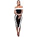 TheFound Women's Black and white Stripes Cocktail Party Evening Bodycon Dress