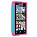 Microsoft Lumia 435 Case, Style4U Studded Rhinestone Crystal Bling Hybrid Armor Case Cover for Microsoft Lumia 435 with 1 Stylus [Teal/Hot Pink]