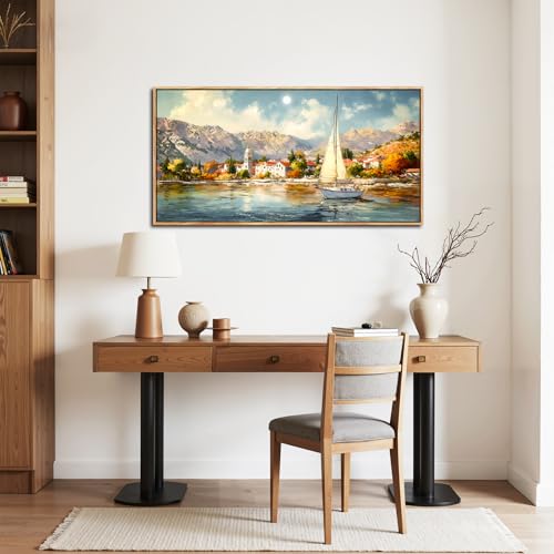 SERIMINO Modern Living Room Decoration Paintings, Large Frames for Decorative Canvas, Decorative Art Landscapes, Sailboat Paintings, Hallways Room, Bedrooms, Dining Room 73 x 146 cm