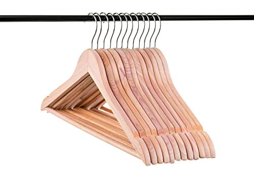 Neaties American Cedar Wood Hangers with Notches and Bar for Fresh Closet, 12pk