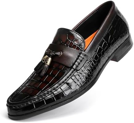 Amazon.com | Black Men's Tassel Dress Shoes, Casual Crocodile