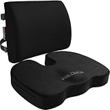 FORTEM Seat Cushion & Lumbar Support for Office Chair, Car, Wheelchair, Memory Foam Pillow, Washable Covers
