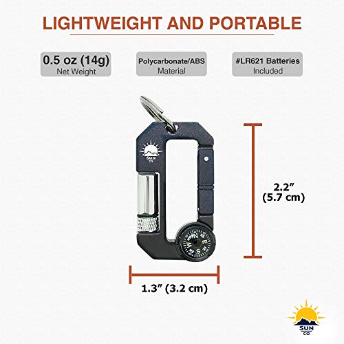 Sun Company HikeHitch 3 LED Flashlight and Compass Carabiner