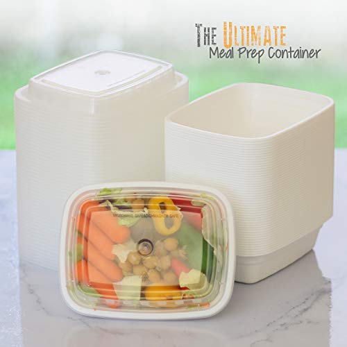 50-Pack meal prep Containers - Single 1 Compartment bowls with Lids Reusable food Storage Lunch Boxes – Bento Box, BPA-Free Food Grade – Microwave, Freezer & Dishwasher Safe – (12 Oz)