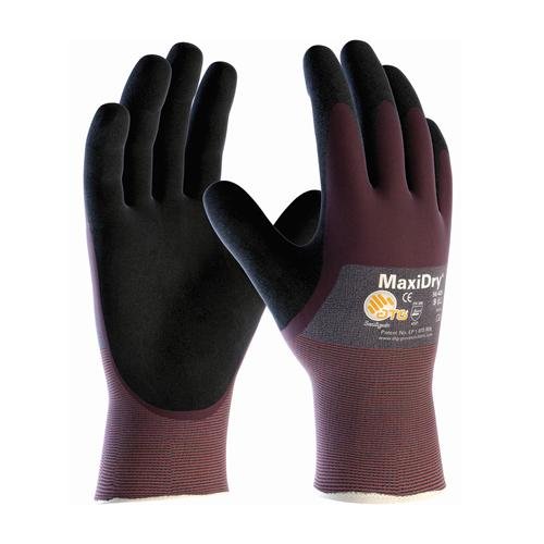 ATG 56-425/XXL MaxiDry Ultra Lightweight Nitrile Gloves with 3/4 Dipped Coating, Purple/Black, XX-Large, 1-Dozen