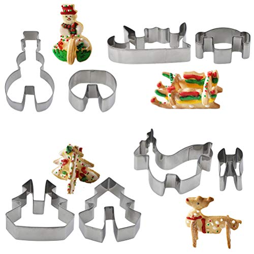 Christmas 3D Type Cracker Cookie Mold, Stainless Steel Cookie Cutter Set of 8, Biscuit Cutters Candy Making Mold, Kitchen DIY Supplies for Fondant, Candy, Cookie and Cake Decorating Tools - Thumbnail 6