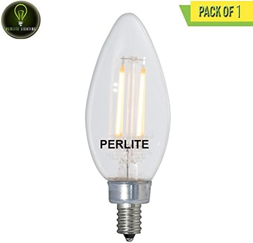 Perlite Lighting LED4B11/27K/FIL/E12/2 4.5-Watt B11 LED Filament Fully Compatible Dimming 2700K Candelabra E12 Base 120-Volt Light Bulb One Pack