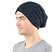 FORBUSITE Mens Slouchy Knit Beanie Summer Winter Skullcap Hats B306 (Solid-Black)