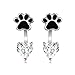 Sterling Silver Forever Love Front and Back Heart Stud Puppy Paw Earrings Jacket for Women Girls
