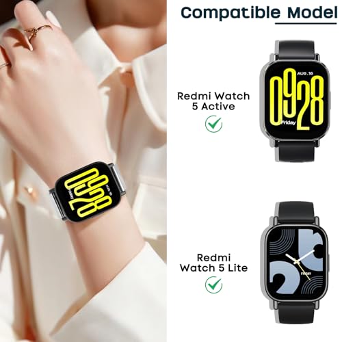 CHULN Metal Strap Compatible with Redmi Watch 5 Active/Redmi Watch 5 Lite, Adjustable Stainless Steel Bracelet for Smartwatch, Silver, 110 mm