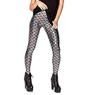 Pink Queen Womens Mermaid Fish Scales Leggings Stretchy Tights Skinny Pants XL Silver