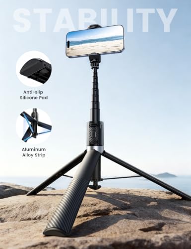 Lamicall 165cm Phone Tripod, Selfie Stick - [Tap-to-Open] Aluminum Tripod for iPhone with Remote & Cold Shoe, Extendable Phone Holder, Compatible with iPhone/Android for Recording Travel Live Stream
