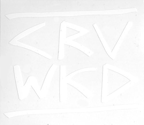 CRV WKD Skateboard Sticker White on Clear Background - 10cm wide approx. skate surf snow bmx guitar sk8 new