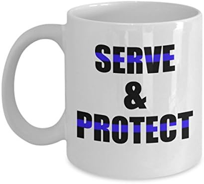 Police Officer Gifts - Serve &amp; Protect Mug - Makes A Great Gift For Police Academy Graduation Or Those Who Retire From the Force. This Is a Great Way To Show Your Support For The Thin Blue Line