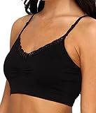 Coobie Full Size Strappy V-Neck Lace Trim Bra (9042F) full/Black