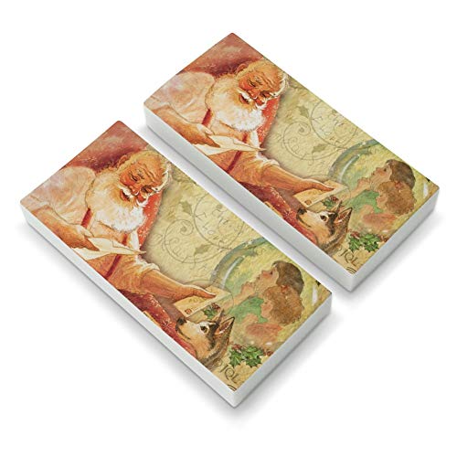 Christmas Holiday Retro Antique Dear Santa Letters Eraser Set of 2
