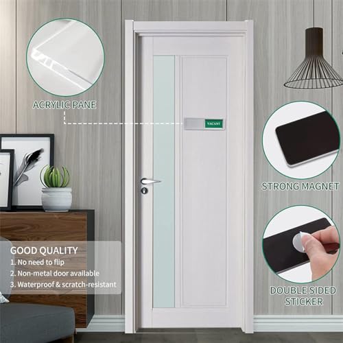 Yevtaht Vacant Occupied Privacy Sign, Door Sign For Home Office Restroom Conference Hotels Hospital, Slider Indicator Tells Whether Room Or Occupied, 7'' X 2'' - Silver