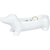 YOBRO Dachshund Mini Ceramic Trinket Tray, White | Mini decorative dish for jewelry, keys &amp; ring. Perfect dog lover gift. Organizer tray with adorable dachshund design.