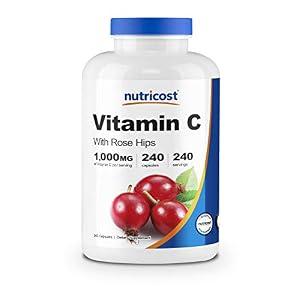 Nutricost Vitamin C with Rose Hips 1025mg, 240 Capsules – Vitamin C 1,000mg, Rose Hips 25mg, Premium, Non-GMO, Gluten…