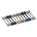 Ruifan Mix Color 316L Stainless Steel Nipple Shield Barbell Ring Bar Body Piercing 14G 14mm 12PCS
