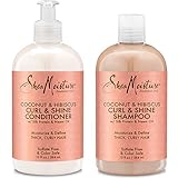 Shea Moisture Coconut & Hibiscus Curl & Shine Shampoo and Conditioner Set W/silk Protein and Neem Oil 13 Oz Bottles